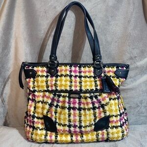 Coach Daisy Tweed Plaid Emma Tote